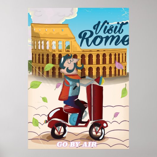 Bezoek Rome cartoon reisposter Poster (Voorkant)