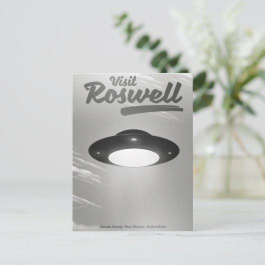 Bezoek Roswell UFO vintage poster Briefkaart (Staand voorkant)