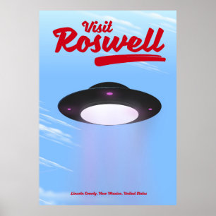 Bezoek Roswell UFO vintage poster Kleur