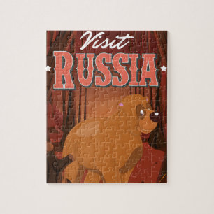 Bezoek rusland Vintage reisbureau cartoon poster Legpuzzel