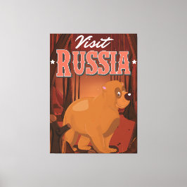 Bezoek rusland Vintage reiskaart cartoon Canvas Afdruk