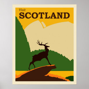 Bezoek Schotland Vintage Travel Poster
