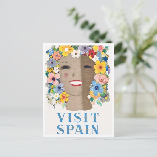 Bezoek Spaanse vintage-reis Briefkaart (Staand voorkant)