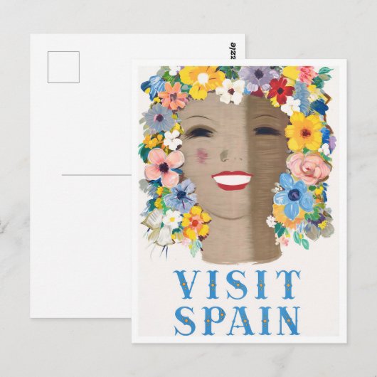 Bezoek Spaanse vintage-reis Briefkaart (Voorkant / Achterkant)
