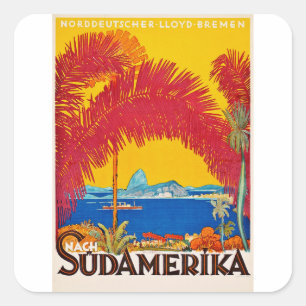 Bezoek Sudamerica vintage concept Vierkante Sticker