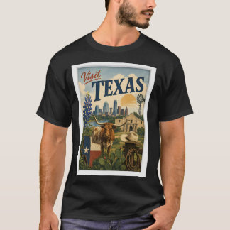 Bezoek Texas Reizen Vintage T-shirt