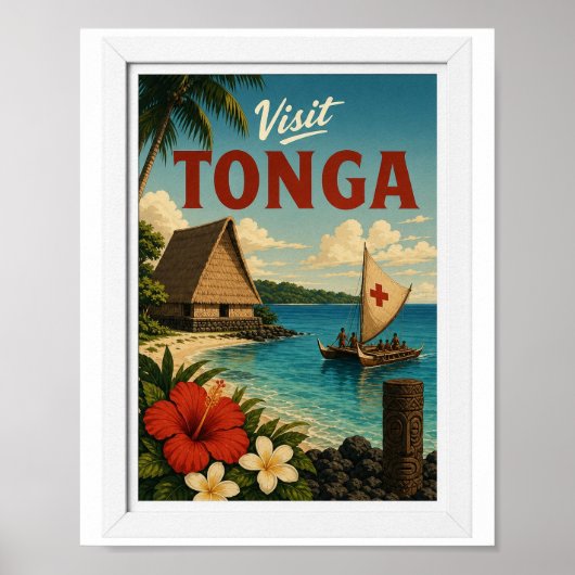 Bezoek Tonga Travel Vintage Poster (Voorkant)