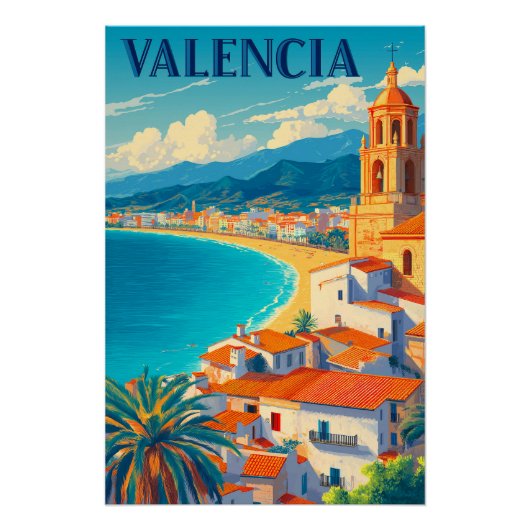 Bezoek Valencia Spanje | Retro Travel Perfect Poster (Voorkant)