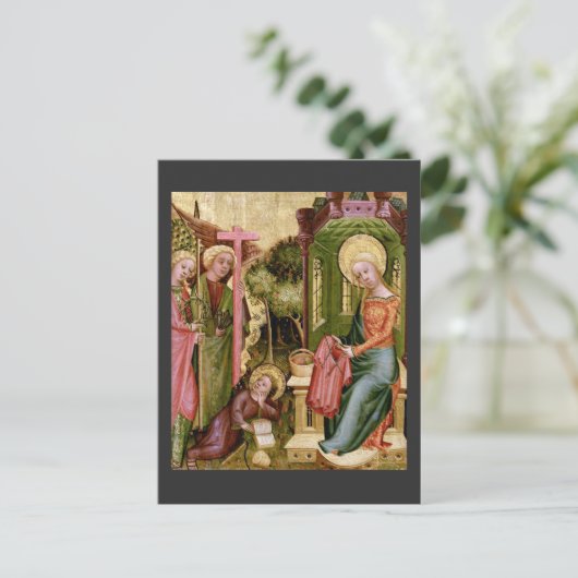 Bezoek van de engel, c. 1400-10 van meester Bertra Briefkaart (Staand voorkant)