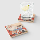  bezoek van de kerstman stenen onderzetter (Zijkant)