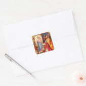 Bezoek van de Mannen Vierkante Sticker (Envelop)