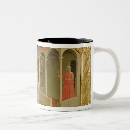 Bezoek van de predella Annunciation Tweekleurige Koffiemok (Rechts)