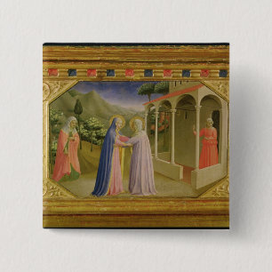 Bezoek van de predella Annunciation Vierkante Button 5,1 Cm