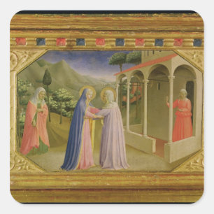Bezoek van de predella Annunciation Vierkante Sticker