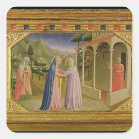 Bezoek van de predella Annunciation Vierkante Sticker (Voorkant)