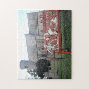 Bezoek van de Puzzle Basset Hound Church Legpuzzel