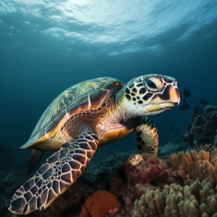 Bezoek van het koraalrif - Zee schildpad puzzle Legpuzzel