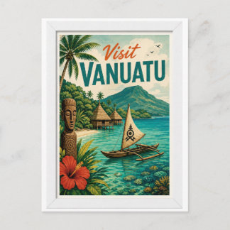 Bezoek Vanuatu Reizen Vintage Briefkaart