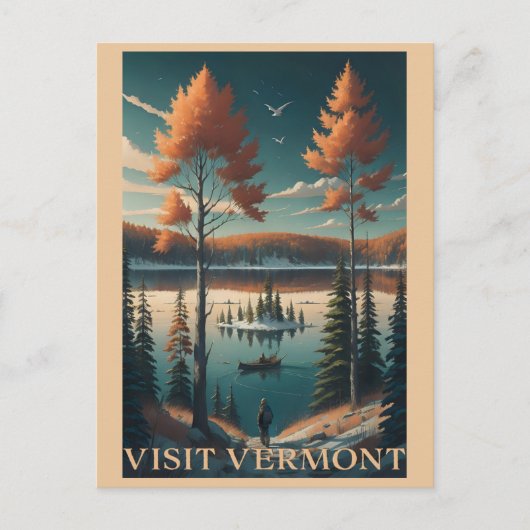 Bezoek Vermont Herfst Winter Illustratie Reizen Briefkaart (Voorkant)