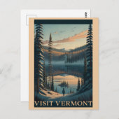 Bezoek Vermont Winter Sneeuw Illustratie Reizen Briefkaart (Voorkant / Achterkant)