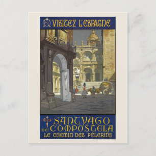 Bezoek Vintage Poster 1920 Spanje Briefkaart