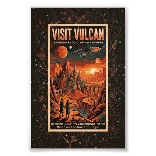 Bezoek Vulcan - Retro Galactisch Reisposter Foto Afdruk (Voorkant)