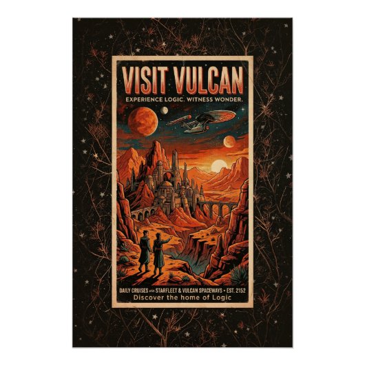 Bezoek Vulcan - Retro Galactisch Reisposter Perfect Poster (Voorkant)