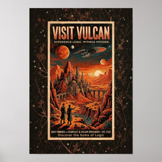 Bezoek Vulcan - Retro Galactisch Reisposter Poster (Voorkant)