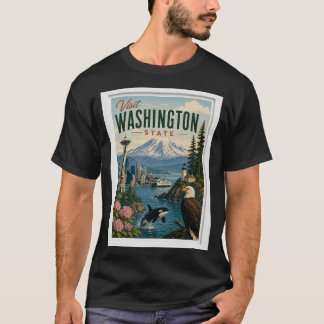 Bezoek Washington State Travel Vintage T-shirt
