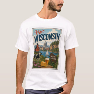 Bezoek Wisconsin Reizen Vintage T-shirt