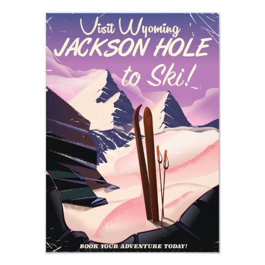 Bezoek Wyoming! Jackson Hole ski reisposter Foto Afdruk (Voorkant)
