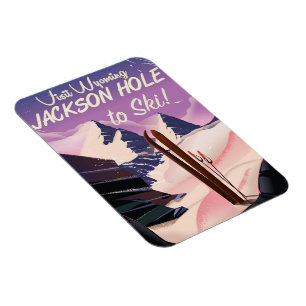 Bezoek Wyoming! Jackson Hole ski reisposter Magneet