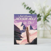 Bezoek Wyoming! Jackson Hole-skiposter Briefkaart (Staand voorkant)