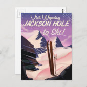 Bezoek Wyoming! Jackson Hole-skiposter Briefkaart (Voorkant / Achterkant)