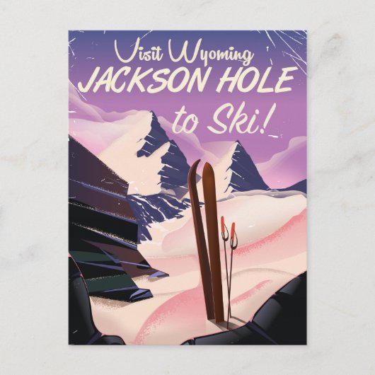 Bezoek Wyoming! Jackson Hole-skiposter Briefkaart (Voorkant)