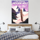 Bezoek Wyoming! Jackson Hole-skiposter Canvas Afdruk (Insitu (Slaapkamer))
