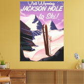 Bezoek Wyoming! Jackson Hole-skiposter Canvas Afdruk (Insitu (Woonkamer))