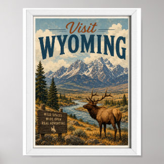 Bezoek Wyoming Reis Vintage Poster