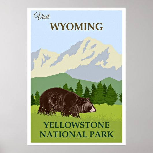 Bezoek Wyoming, Yellowstone National Park Poster (Voorkant)