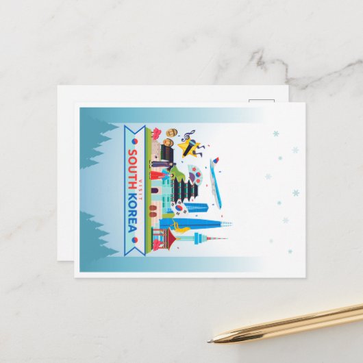 Bezoek Zuid-Korea Briefkaart (Voorkant / Achterkant in situ)