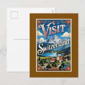 Bezoek Zwitserland reisposter, Feestdagenkaart (Voorkant / Achterkant)