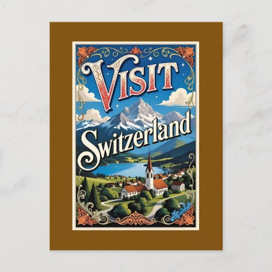 Bezoek Zwitserland reisposter, Feestdagenkaart (Voorkant)