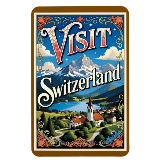 Bezoek Zwitserland reisposter, Magneet (Verticaal)