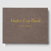 Bezoeker Log Boek Elegant Faux Leather met Goud (Voorkant)
