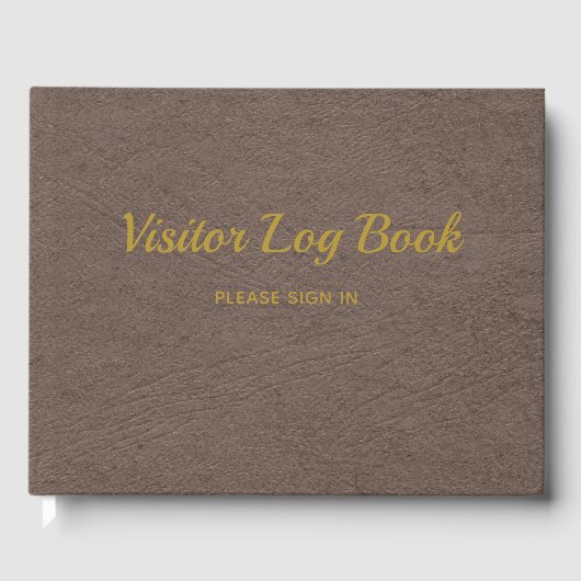 Bezoeker Log Boek Elegant Faux Leather met Goud (Voorkant)
