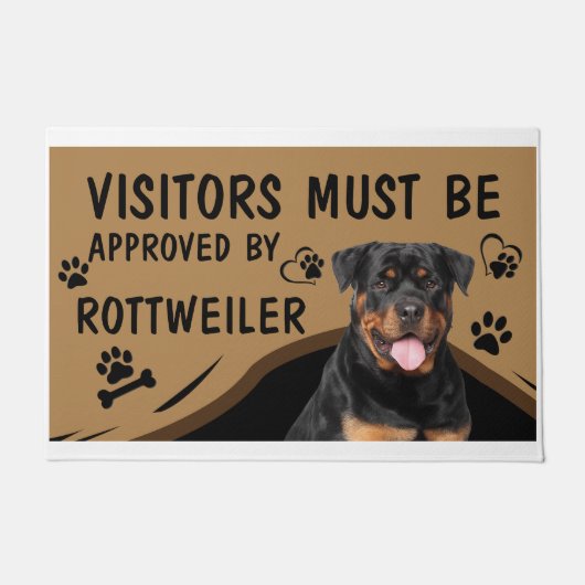 Bezoeker moet worden goedgekeurd door Rottweiler Deurmat (Voorkant)