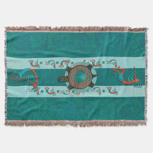 Bezoekers Anasazi Native Folk Art Deken (Voorkant)