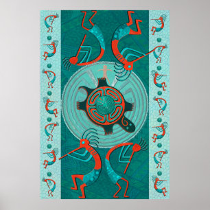 Bezoekers Anasazi Native Folk Art Poster