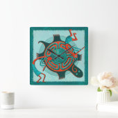 Bezoekers Anasazi Native Folk Art Vierkante Klok (Huis)