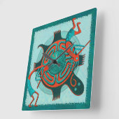 Bezoekers Anasazi Native Folk Art Vierkante Klok (Hoek)